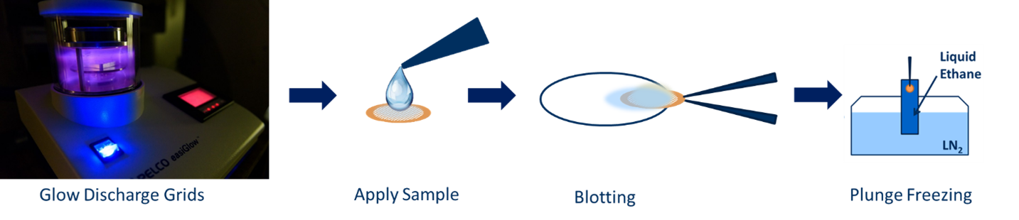 Cryo-EM specimen preparation of macromolecular crystals