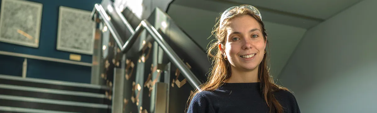 Dr Martyna Judd in the chemistry foyer.